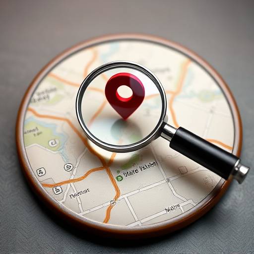 Icon depicting a magnifying glass over a map, representing location scouting.