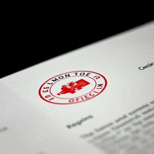 Icon showing a document with a stamp, signifying permitting services.